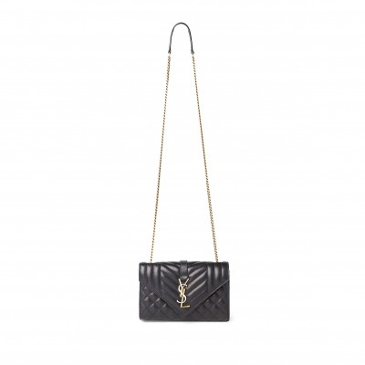YSL ENVELOPE SMALL IN MIX MATELASSÉ QUILTED LEATHER 600195AABZO1025 (21*13*6cm)